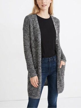 UNIVERSAL Thread open front long Cardigan Sweater XSMALL black Open Knit